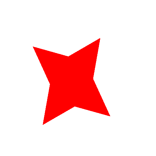 A red four pointed star bouncing back and forth.